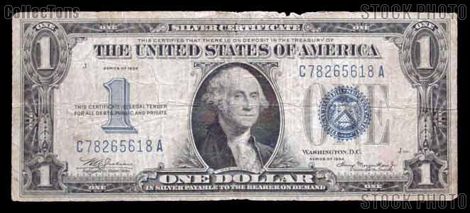 One Dollar Bill Silver Certificate "Funny Back" Series 1934 US Currency