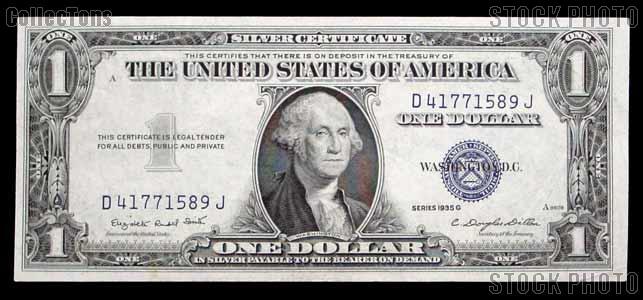 One Dollar Bill Silver Certificate NO MOTTO Series 1935 US Currency Good or Better