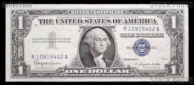 One Dollar Bill Silver Certificate Series 1957 US Currency Good or Better