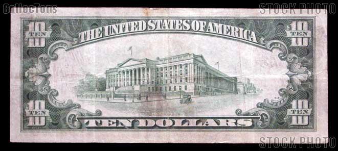 Ten Dollar Bill Silver Certificate Series 1934 US Currency Good or Better