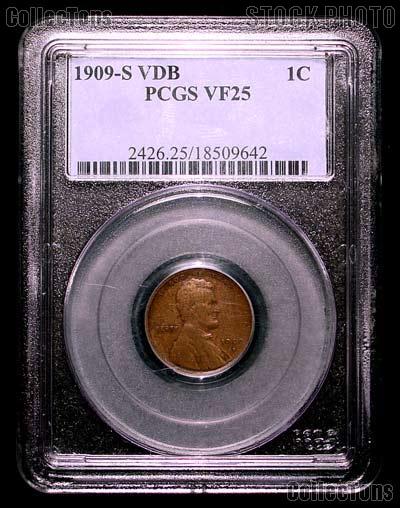 1909-S VDB Lincoln Wheat Cent KEY DATE in PCGS VF 25