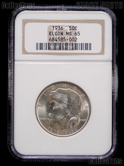 1936 Elgin Illinois Centennial Silver Commemorative Half Dollar in NGC MS 65