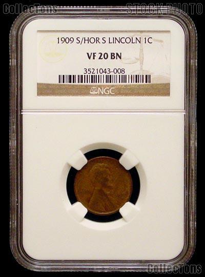 1909-S/HOR S Lincoln Wheat Cent KEY DATE in NGC VF 20 BN (Brown)