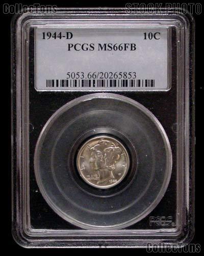 1944-D Mercury Silver Dime in PCGS MS 66 FB (Full Bands)