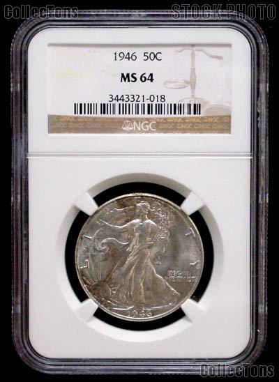 1946 Walking Liberty Silver Half Dollar in NGC MS 64