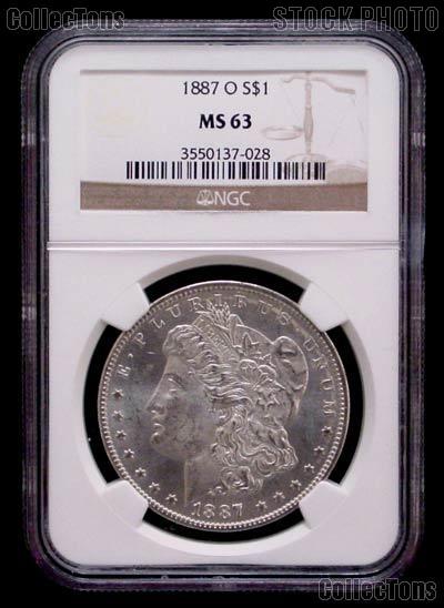 1887-O Morgan Silver Dollar in NGC MS 63