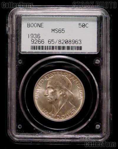 1936 Daniel Boone Bicentennial Silver Commemorative Half Dollar in PCGS MS 65