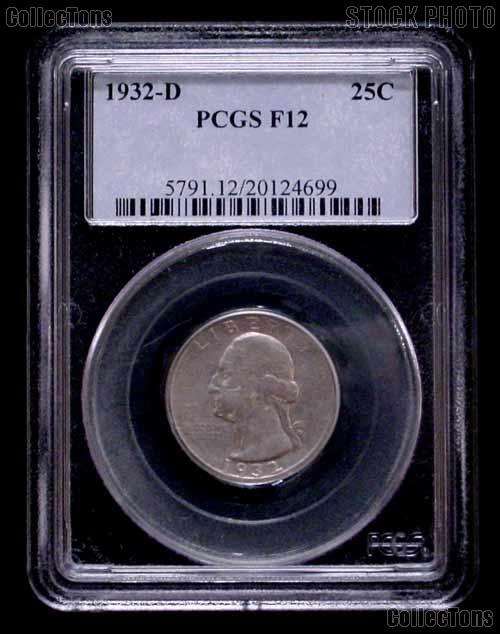 1932-D Washington Silver Quarter KEY DATE in PCGS F-12