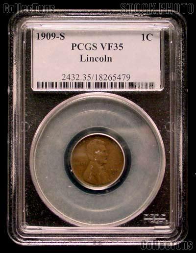 1909-S Lincoln Wheat Cent KEY DATE in PCGS VF-35