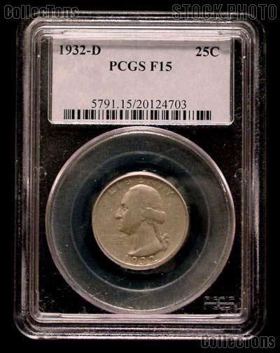 1932-D Washington Silver Quarter KEY DATE in PCGS F-15