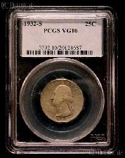 1932-S Washington Silver Quarter KEY DATE in PCGS VG-10