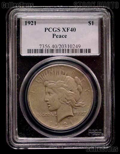 1921 Peace Silver Dollar KEY DATE in PCGS XF 40