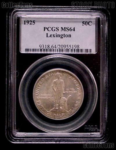 1925 Lexington-Concord Sesquicentennial Silver Commemorative Half Dollar in PCGS MS 64