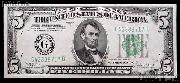Five Dollar Bill Green Seal FRN Series 1934 US Currency Good or Better