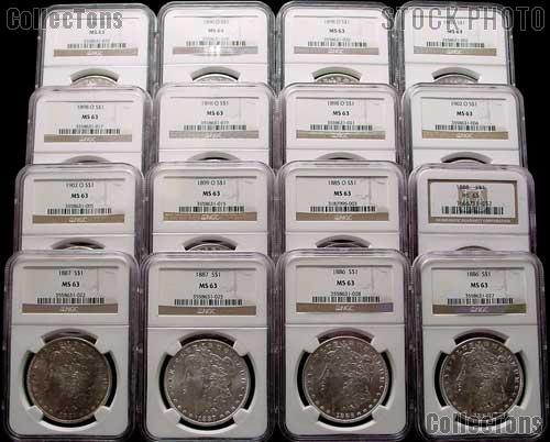 Morgan Silver Dollar 1878-1904 in NGC MS 63 Mixed Dates and Mint Marks