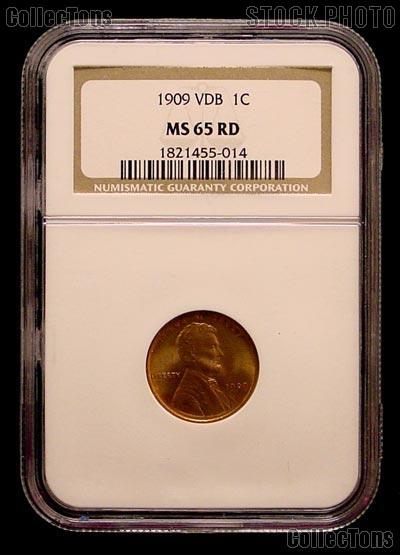 1909 VDB Lincoln Wheat Cent in NGC MS 65 RD (Red)