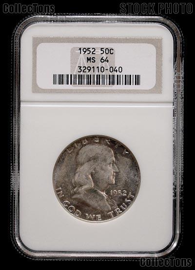 1952 Franklin Silver Half Dollar in NGC MS 64