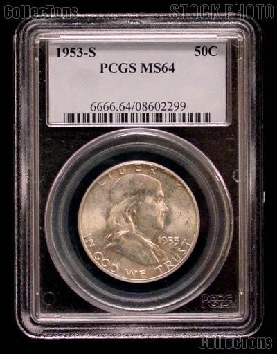 1953-S Franklin Silver Half Dollar in PCGS MS 64
