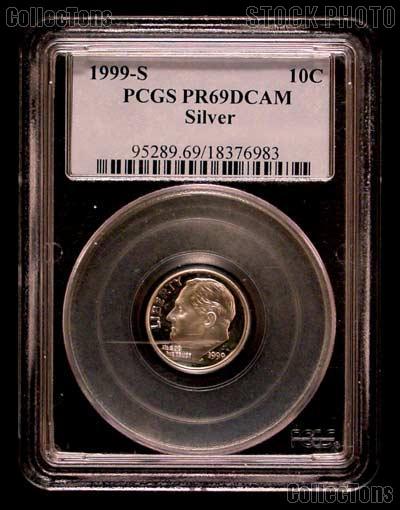 1999-S Roosevelt PROOF Silver Dime in PCGS PR 69 Deep Cameo (DCAM)