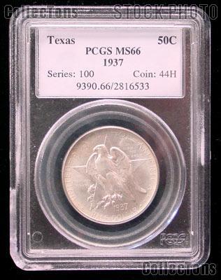 1937 Texas Independence Centennial Silver Commemorative Half Dollar in PCGS MS 66