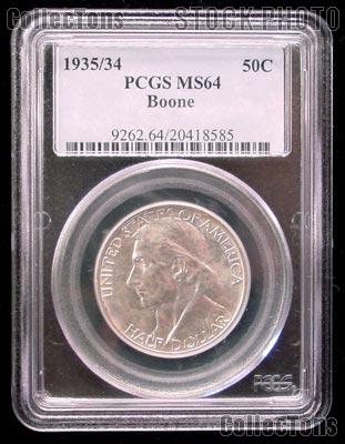 1935/34 Daniel Boone "Small 1934" Variety Bicentennial Silver Commemorative Half Dollar in PCGS MS 64