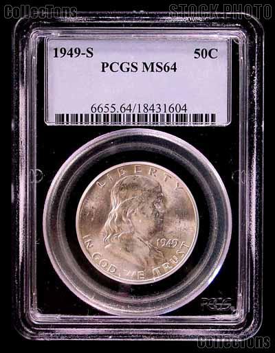 1949-S Franklin Silver Half Dollar KEY DATE in PCGS MS 64