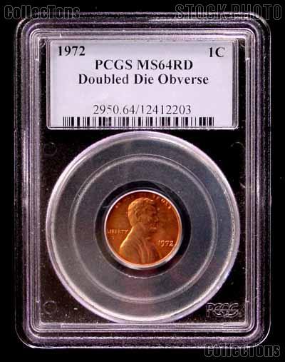 1972 Doubled Die Obverse DDO Lincoln Memorial Cent in PCGS MS 64 RD (Red)
