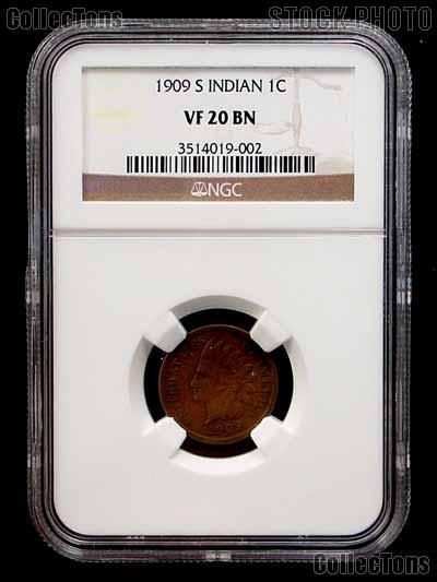 1909-S Indian Head Cent KEY DATE in NGC VF 20 BN (Brown)