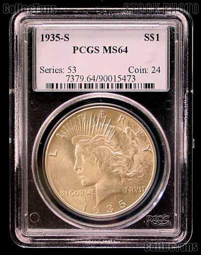 1935-S Peace Silver Dollar in PCGS MS 64