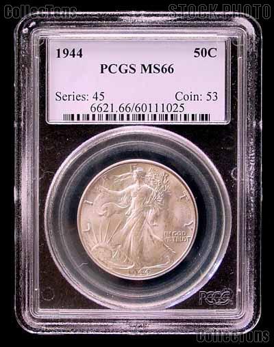 1944 Walking Liberty Silver Half Dollar in PCGS MS 66