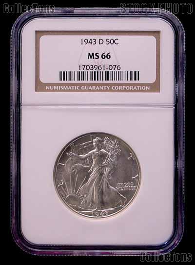 1943-D Walking Liberty Silver Half Dollar in NGC MS 66