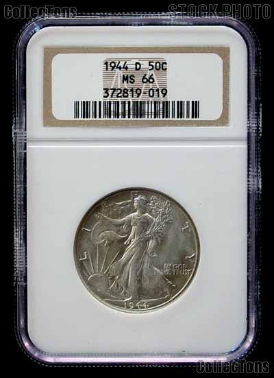 1944-D Walking Liberty Silver Half Dollar in NGC MS 66