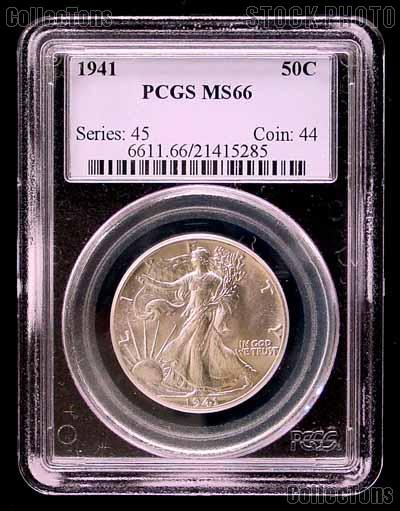 1941 Walking Liberty Silver Half Dollar in PCGS MS 66