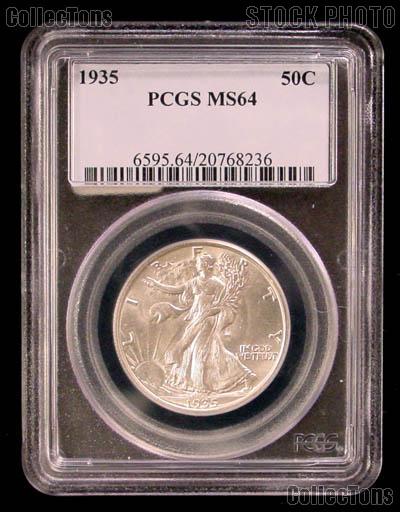 1935 Walking Liberty Silver Half Dollar in PCGS MS 64