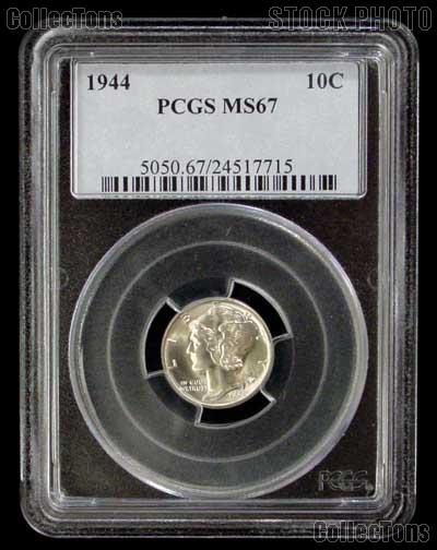 1944 Mercury Silver Dime in PCGS MS 67