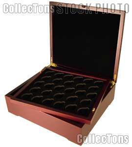 Coin Box for Four Coin Trays Mahogany Wood Coin Display