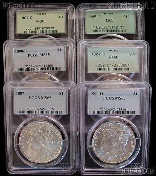 Morgan Silver Dollar 1878-1904 in PCGS MS 65 Mixed Dates and Mint Marks