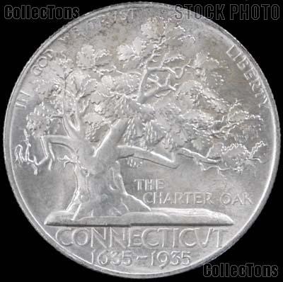 Connecticut Tercentenary Silver Commemorative Half Dollar (1935) in XF+ Condition