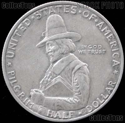 Pilgrims Landing at Plymouth Tercentenary Silver Commemorative Half Dollar (1920-1921) in XF+ Condition