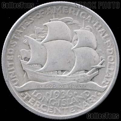 Long Island Tercentenary Silver Commemorative Half Dollar (1936) in XF+ Condition