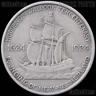 Huguenot Walloon Tercentenary Silver Commemorative Half Dollar (1924) in XF+ Condition