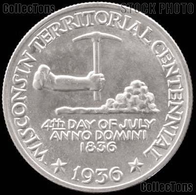 Wisconsin Territorial Centennial Silver Commemorative Half Dollar (1936) in XF+ Condition