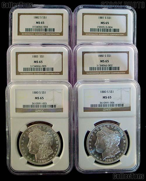 Morgan Silver Dollar 1878-1904 in NGC MS 65 Mixed Dates and Mint Marks