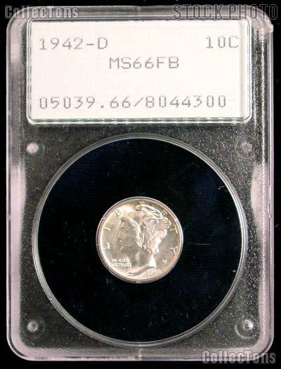 1942-D Mercury Silver Dime in PCGS MS 66 FB (Full Bands)