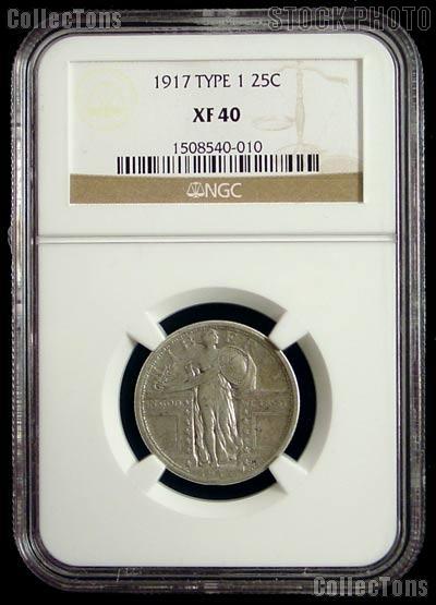 1917 Standing Liberty Silver Quarter Type 1 in NGC XF 40