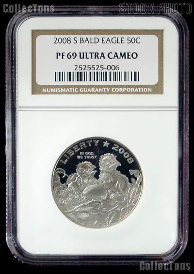 2008-S Bald Eagle Commemorative PROOF Clad Half Dollar Coin in NGC PF 69 UCAM