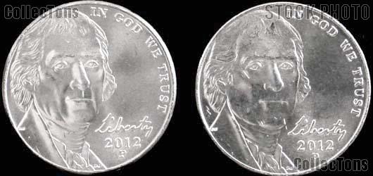 2012 P & D Jefferson Nickels Gem BU (Brilliant Uncirculated)
