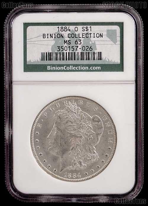 1884-O Morgan Silver Dollar from the Binion Collection in NGC MS 63