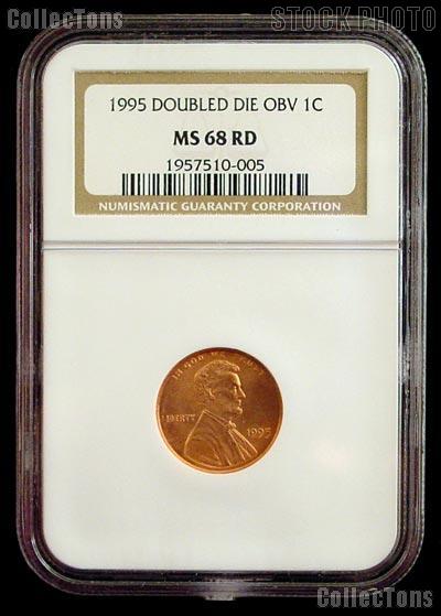 1995 Doubled Die Obverse DDO Lincoln Memorial Cent in NGC MS 68 RD (Red)