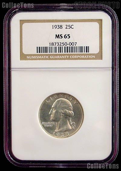 1938 Washington Silver Quarter in NGC MS 65